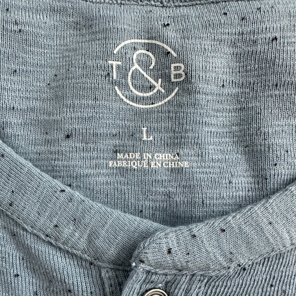 Mens Tee T&B Men’s T-Shirt Blue Cotton Short Sleeve Button Front T-shirt - Picture 6 of 7